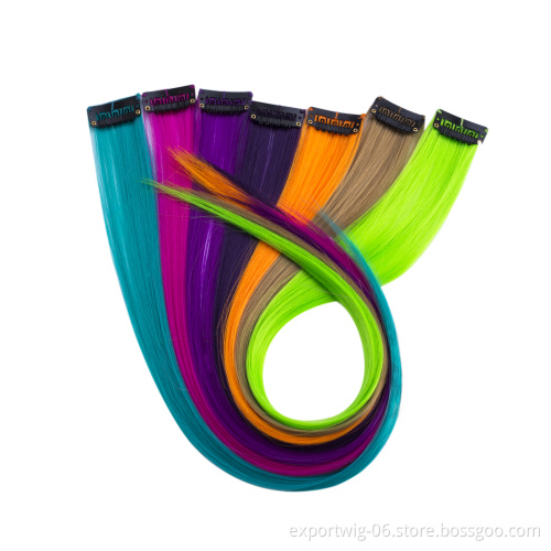 Hair Clip in Colored Hair Extensions Colorful Hair Extensions 20 inches Straight Synthetic Braiding Hairpieces For party